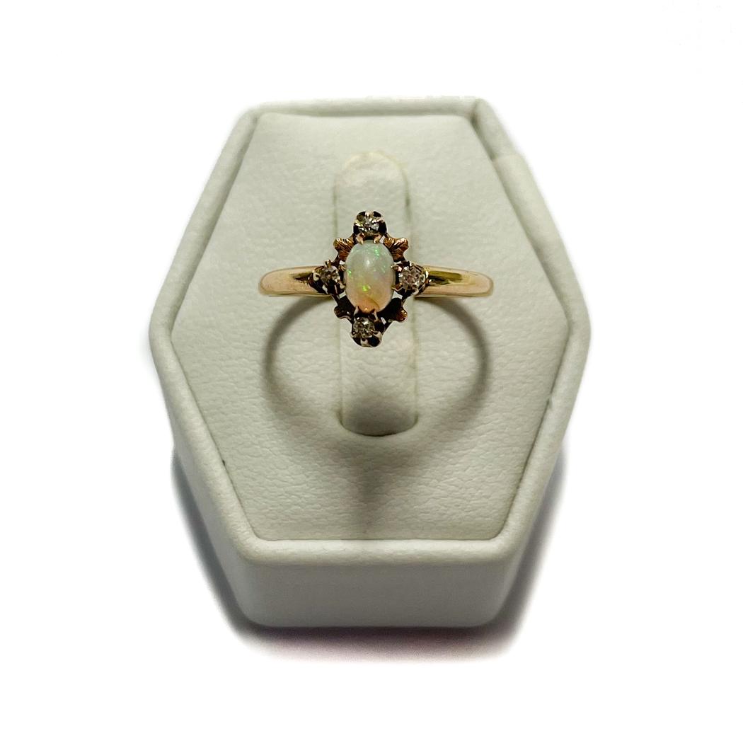 10k Yellow Gold Fire Opal and Diamond Ring (1 of 9)