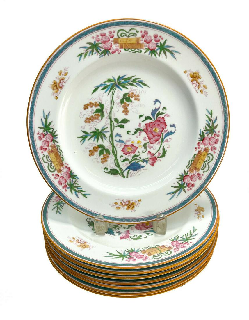 8 Wedgwood England Porcelain Dinner Plates. Hand Painted Flowers, c1920 (1 of 4)