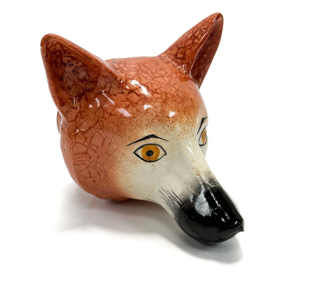 Large English Staffordshire Porcelain Stirrup Cup of a Fox, 18th / 19th Century (1 of 7)
