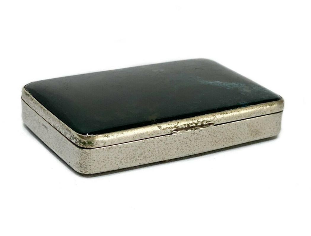 German Silver and Green Agate Snuff Box (1 of 5)