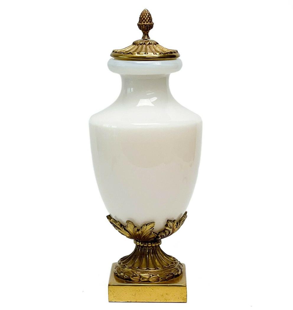 Continental Opaline White Glass Covered Urn with Gilt Bronze Mounts (1 of 7)