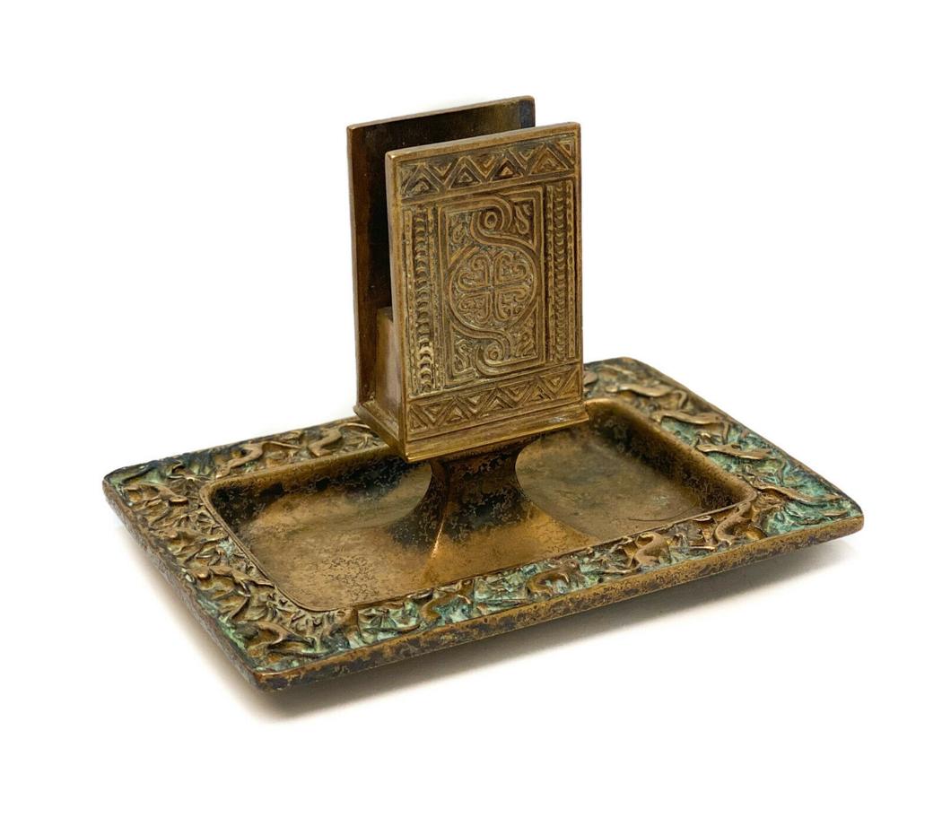Tiffany Studios Gilt Bronze Match Tray in Venetian #1648 (1 of 5)
