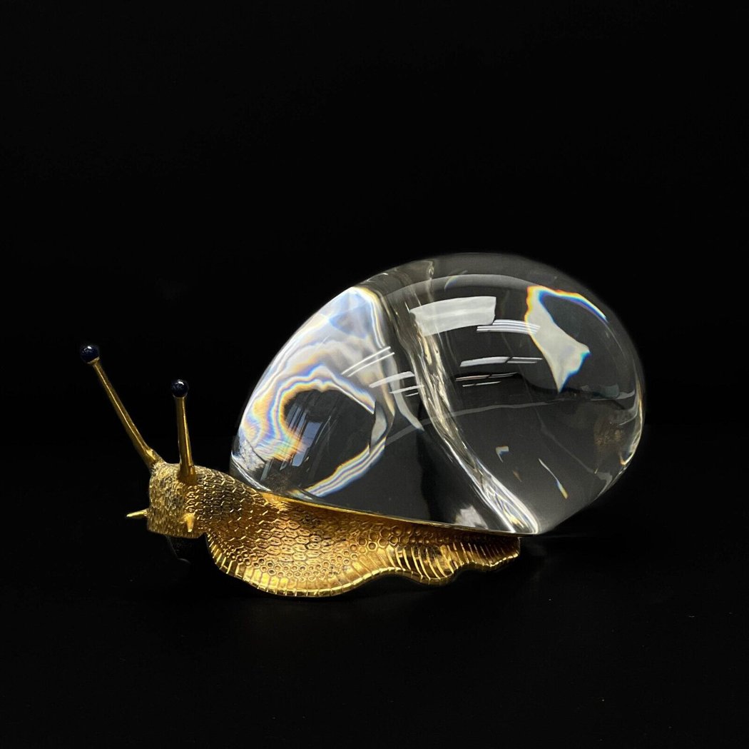 Steuben Art Glass & Vermeil Sterling Silver Snail Sculpture by Paul Schultze (1 of 12)