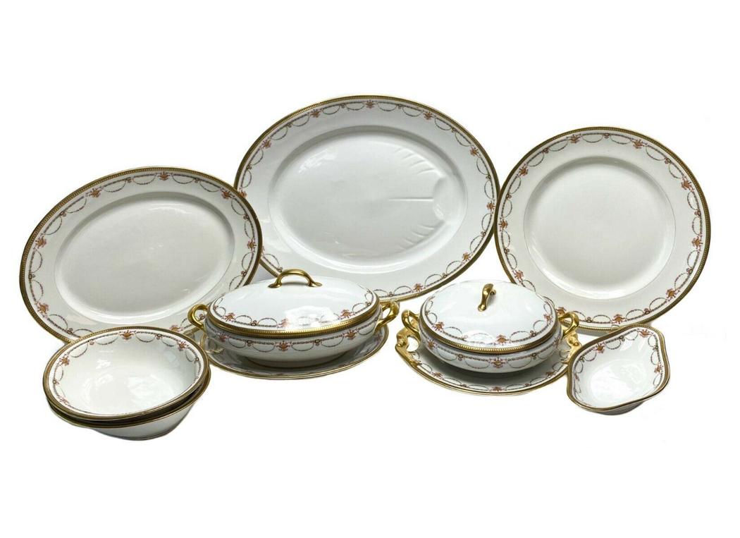 10 pc Bernardaud Limoges Porcelain Serving Set with Floral Swags (1 of 10)