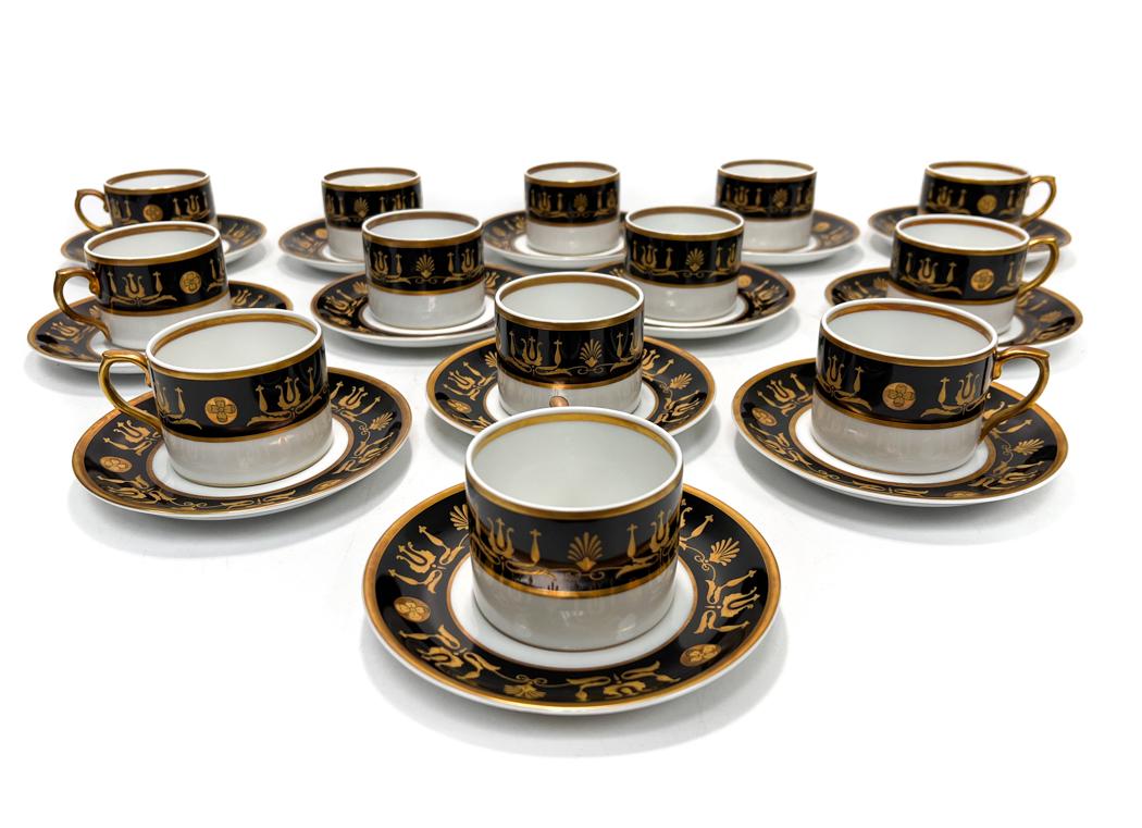 13 Tiffany & Co. Mottahedeh Cup and Saucers Black and Gold (1 of 5)