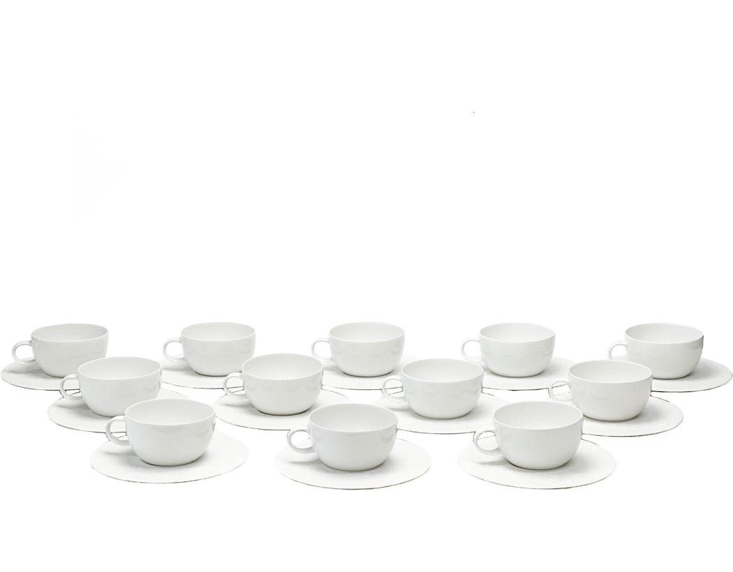 12 Rosenthal Germany Porcelain Tea Cup & Saucers in Magic Flute White (1 of 7)