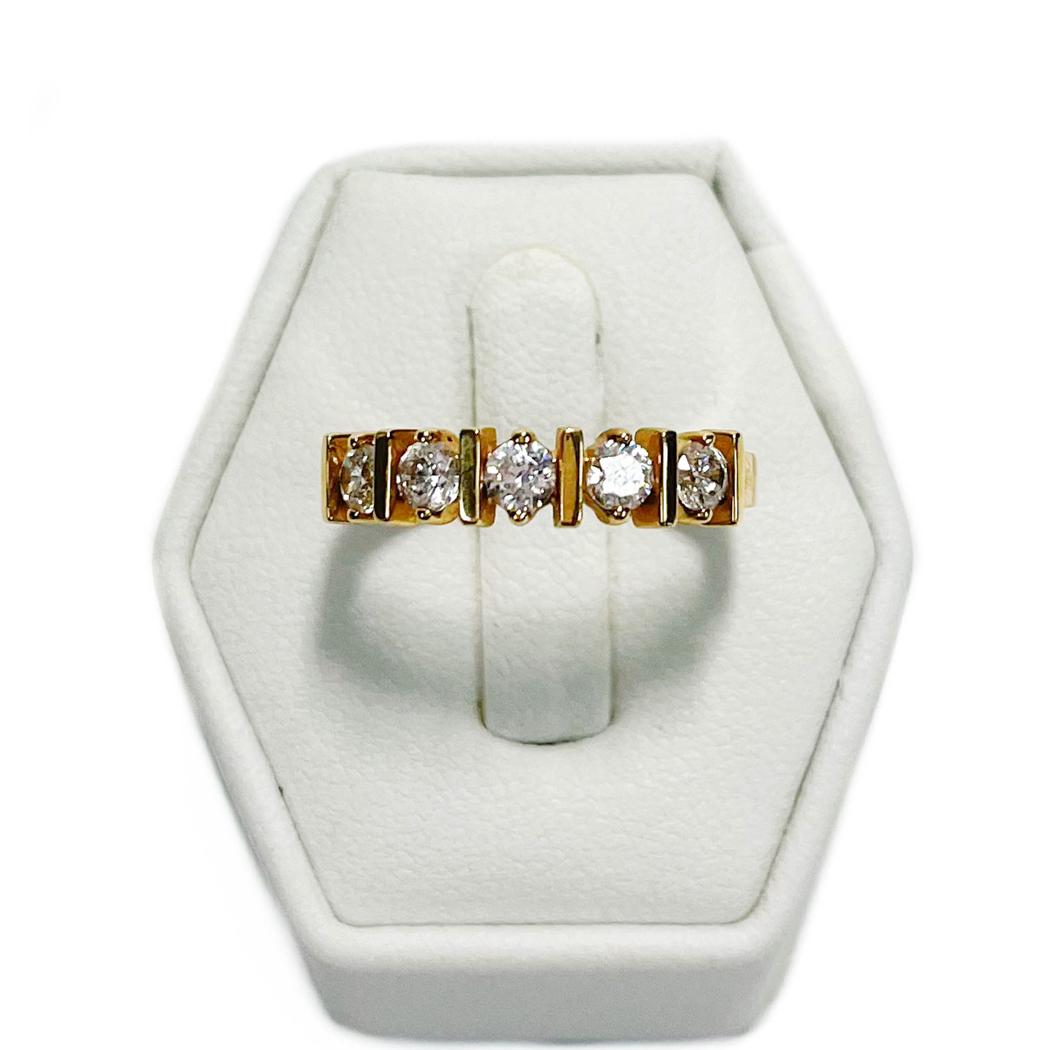 14k Gold Round Cut 3.8mm Cubic Zirconia Band Ring, Size 8 (1 of 10)