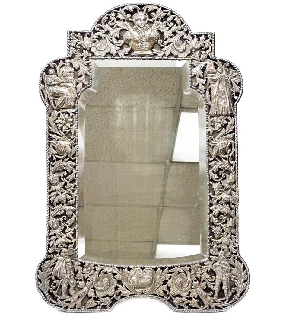 Spanish Colonial Pierced Silver Mirror Figural Decoration, circa 1800 (1 of 4)