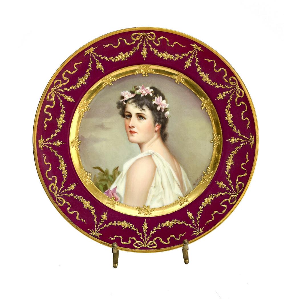 Royal Vienna Austria Porcelain Cabinet Plate, Undine, circa 1900. Signed (1 of 5)