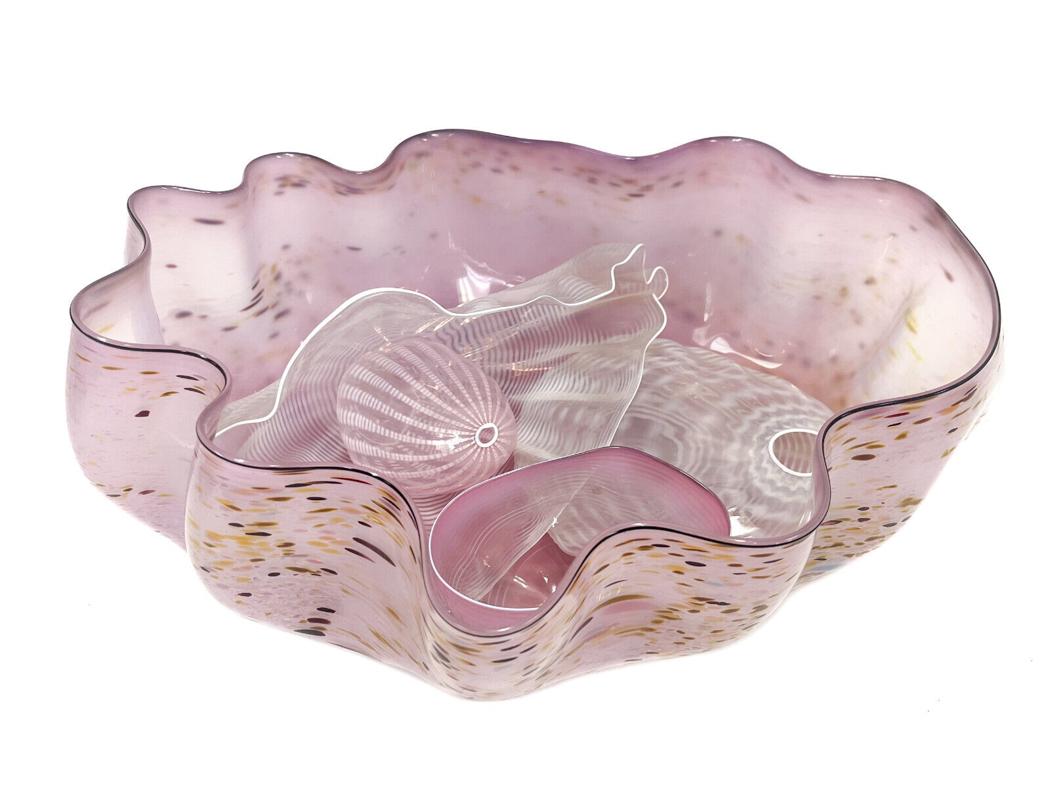 Dale Chihuly (American 20th C) Art Glass Nesting Bowl Seafoam Sculpture, 1983 (1 of 10)