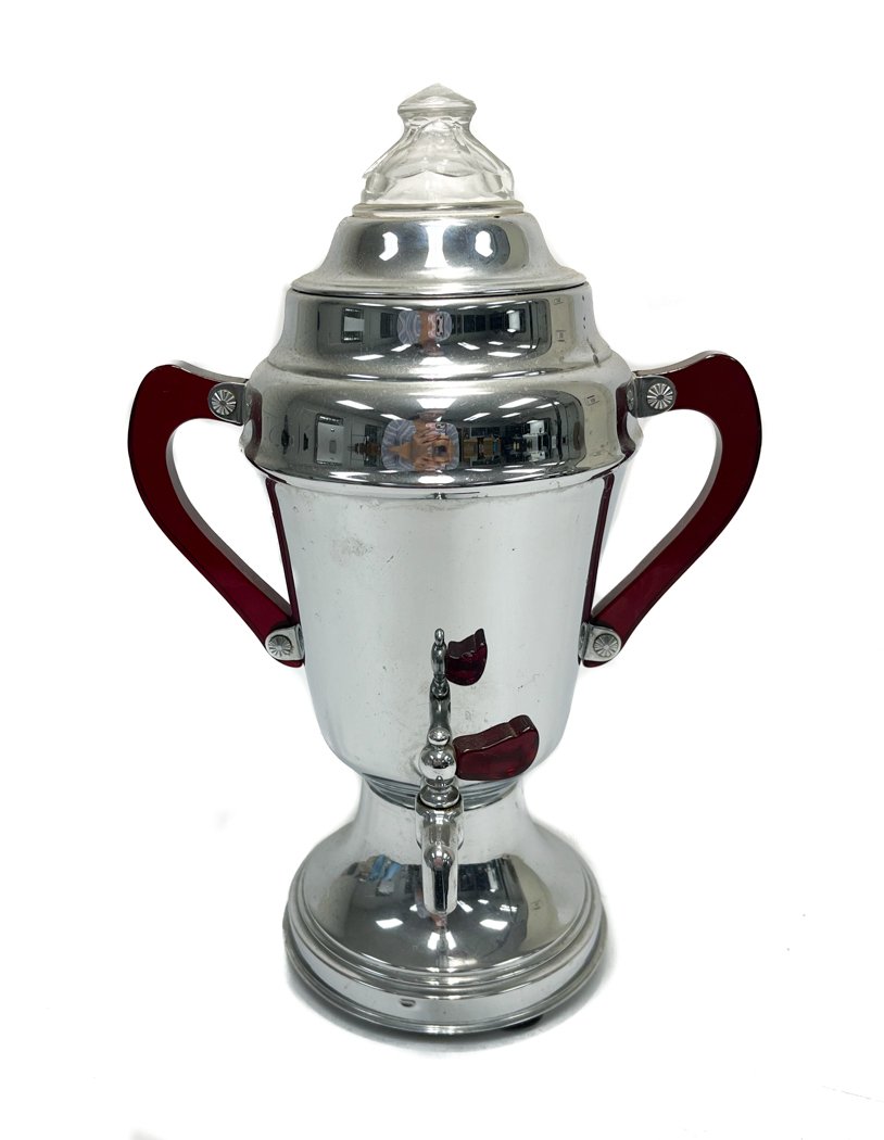 Industrialist Chrome Red Bakelite Samavar Percolator circa 1940 (1 of 8)
