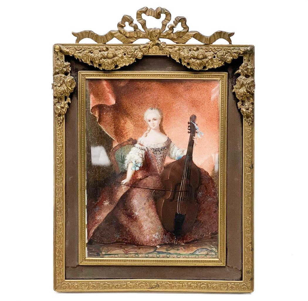 Painting Princess Henriette of France after Jean Marc Nattier Gilt Bronze Framed (1 of 9)