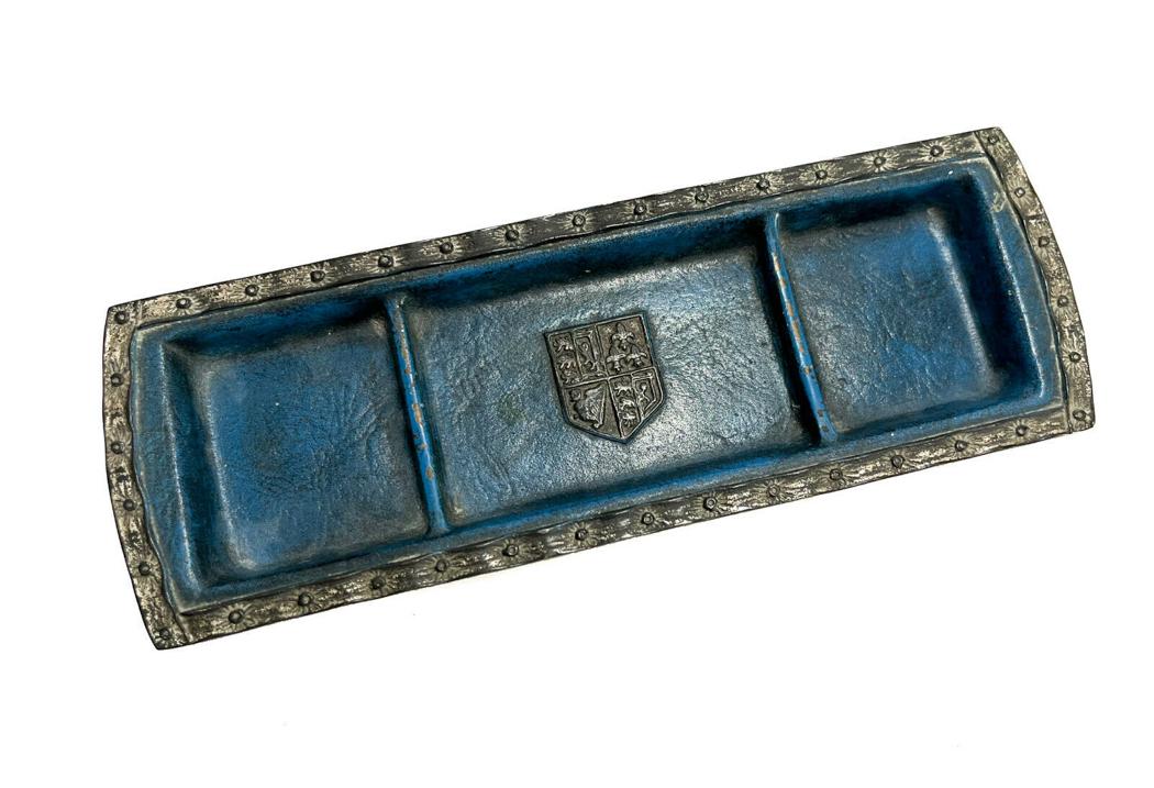 Tiffany Studios New York Cold Painted Bronze Pen Tray in Heraldic Blue #2042 (1 of 5)