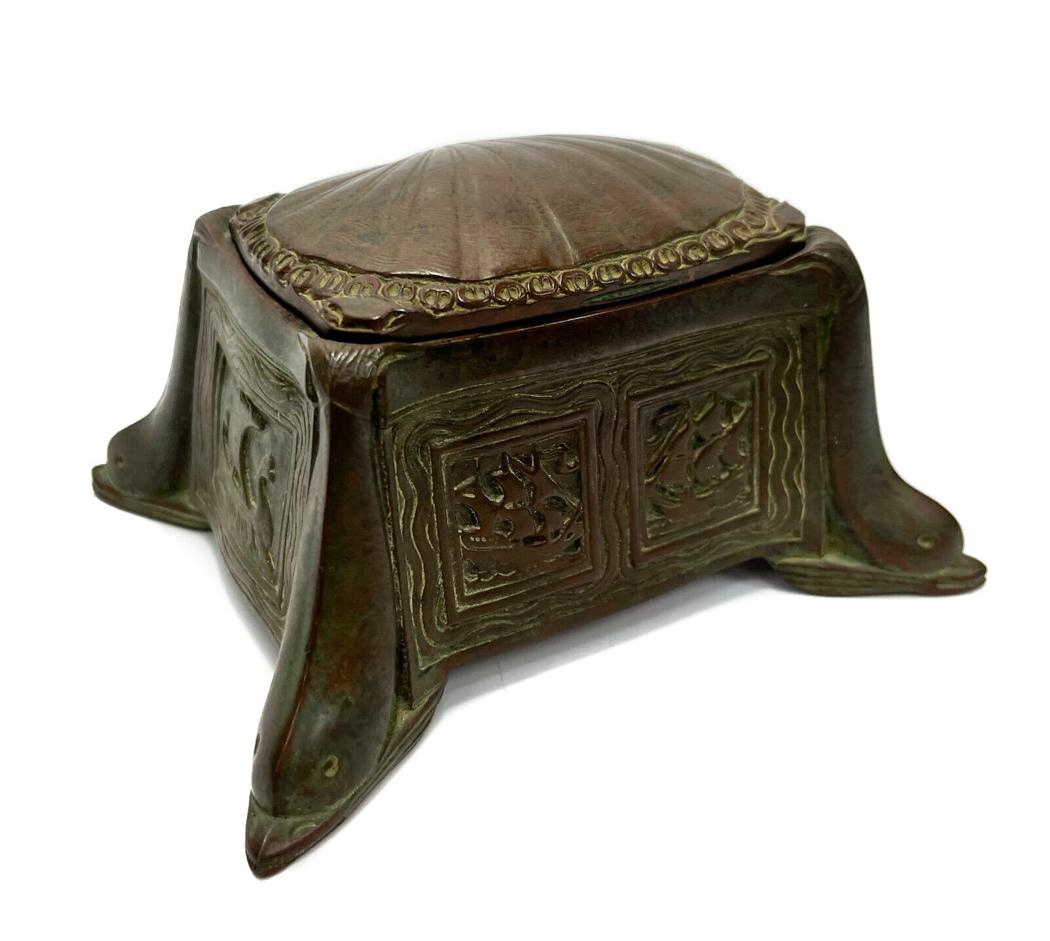 Tiffany Studios New York Bronze Ink Stand Nautical #1842, circa 1900 (1 of 8)