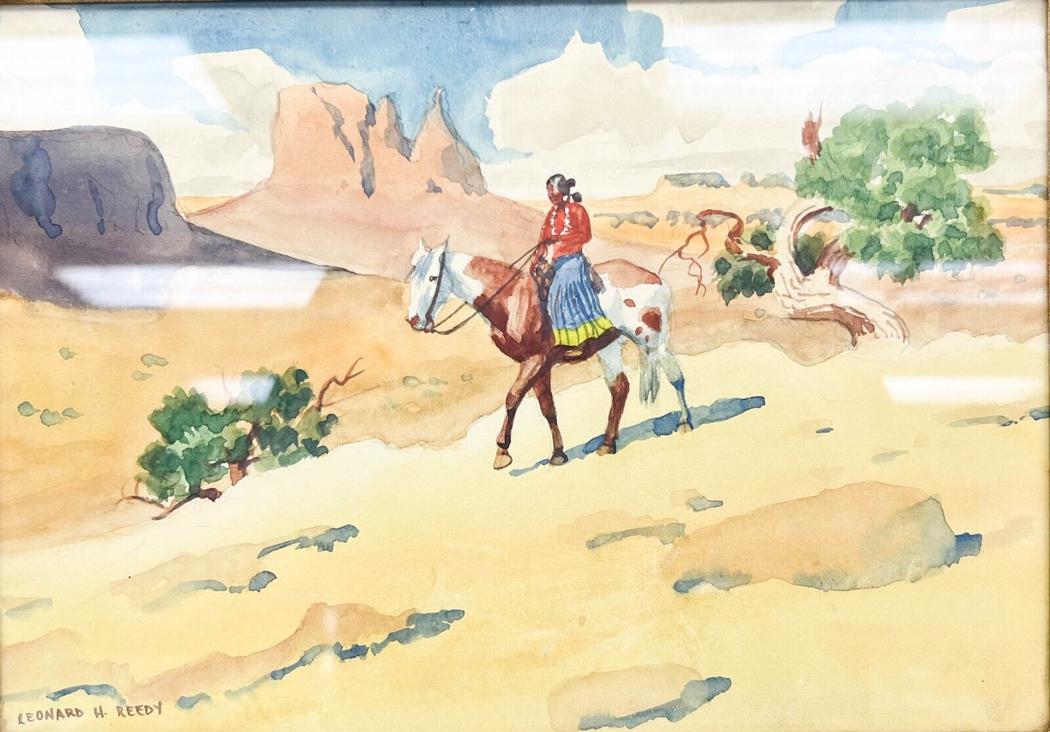 Leonard Reedy (American 20th Century) Watercolor Painting Navajo Woman Signed (1 of 6)