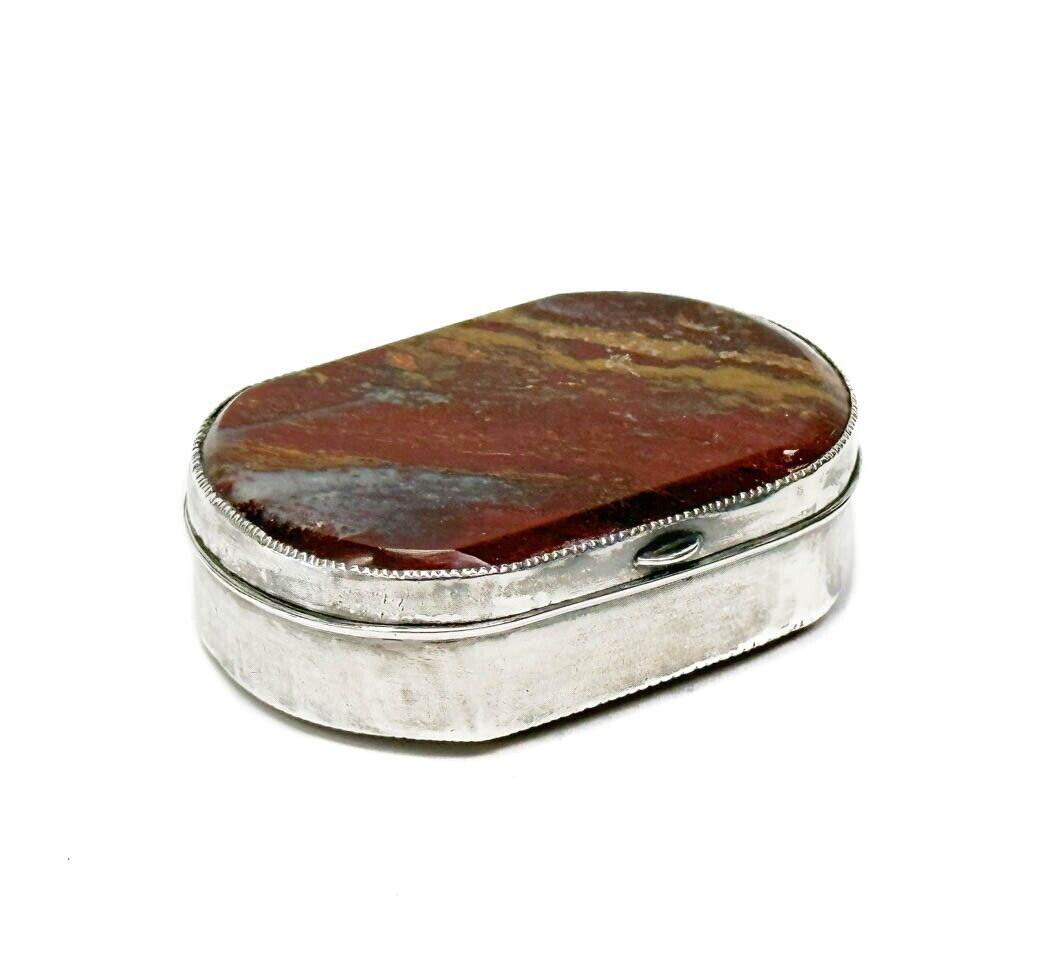 Continental Silver Mounted Red Moss Agate Stone Snuff Box circa 1900 (1 of 5)