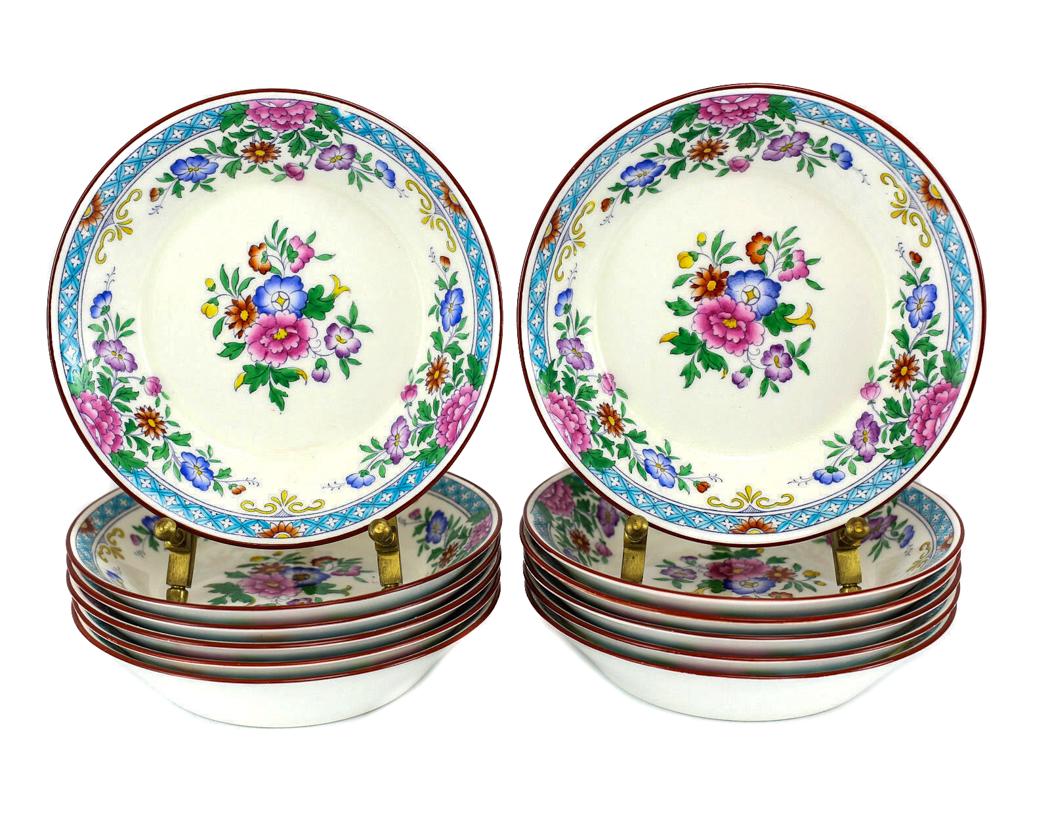 12pc Wedgwood Porcelain Fruit Bowls 5", #W284 Hand Painted Floral Raised Enamel (1 of 4)