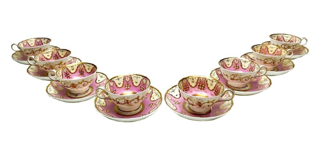 8 English Hand Painted Fruit Decoration Cup and Saucers c1900 (1 of 6)