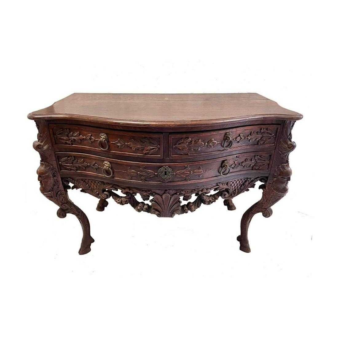 Oak Console with cabriole carved legs - No Reserve (1 of 12)