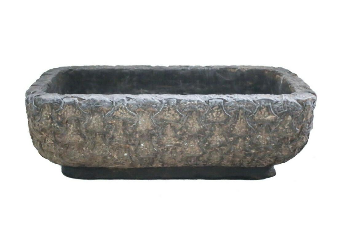Hand Carved Dark Grey Stone Planter, Garden Art - No Reserve (1 of 6)