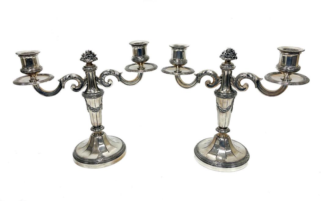 Pair Christofle Silverplate Two Arm Candelabras. Early 20th Century (1 of 10)