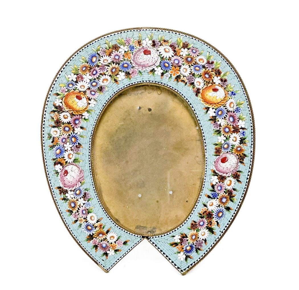 Venetian Italian Micro Mosaic Florals Gilt Bronze Mounted Photo Frame c. 1900 (1 of 8)