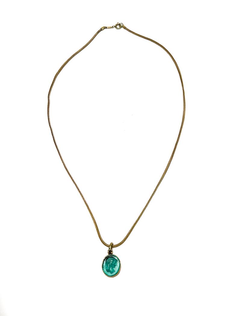 Tiffany & Co. 14k Gold Carved Wax Seal Pendant Necklace (1 of 6)