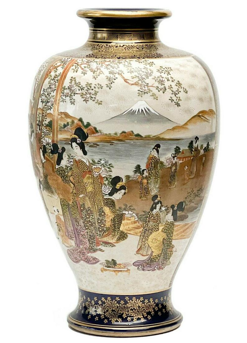 Japanese Satsuma Kozan Large Hand Painted Porcelain Vase 18.5 inches tall Meiji Period (1 of 8)