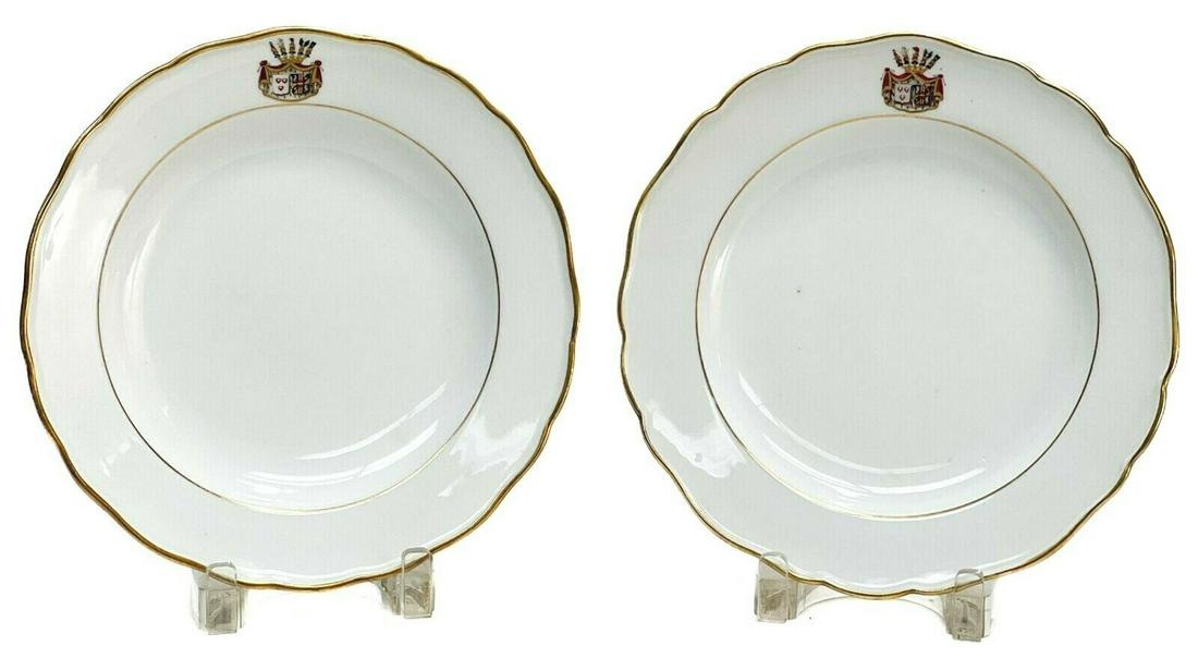 Pair Meissen Porcelain Armorial Plates, 19th century (1 of 8)