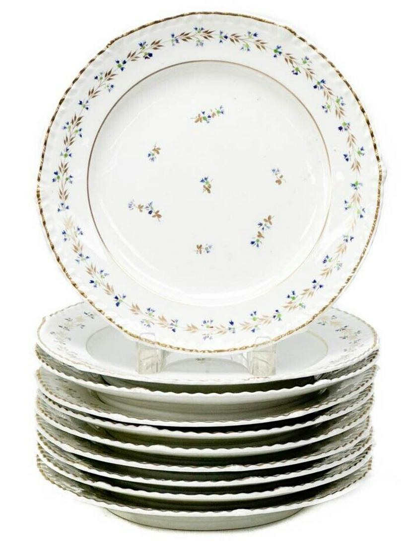 10 Royal Crown Derby Hand Painted Porcelain 12 inch Dinner Plates Florals c.1820 (1 of 6)