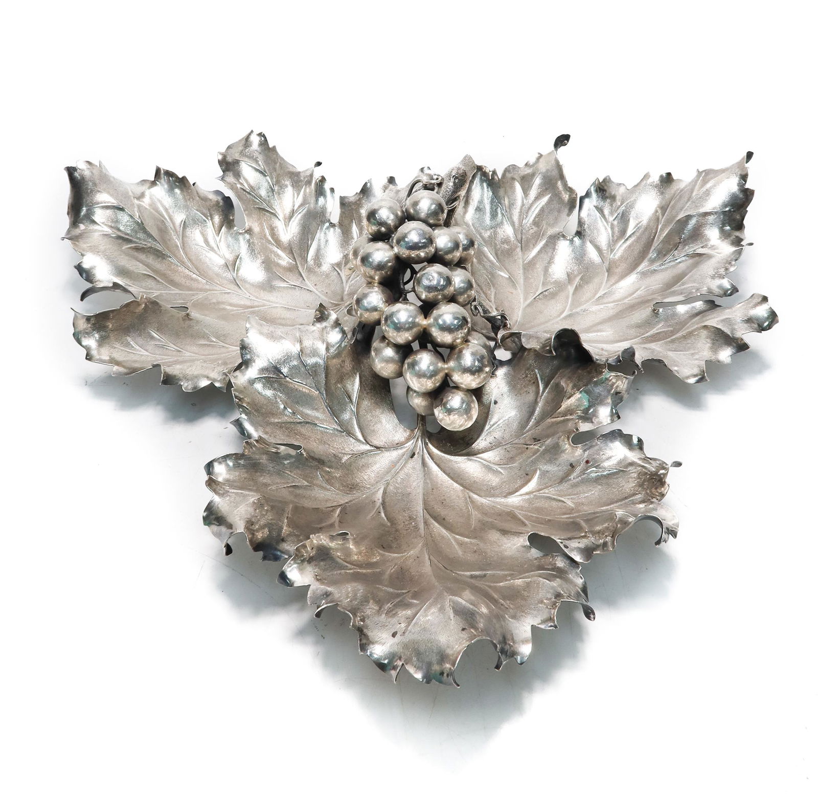 Mario Buccellati Italian Sterling Silver Tripartite 3 Dish Grape Leaf Dish (1 of 8)
