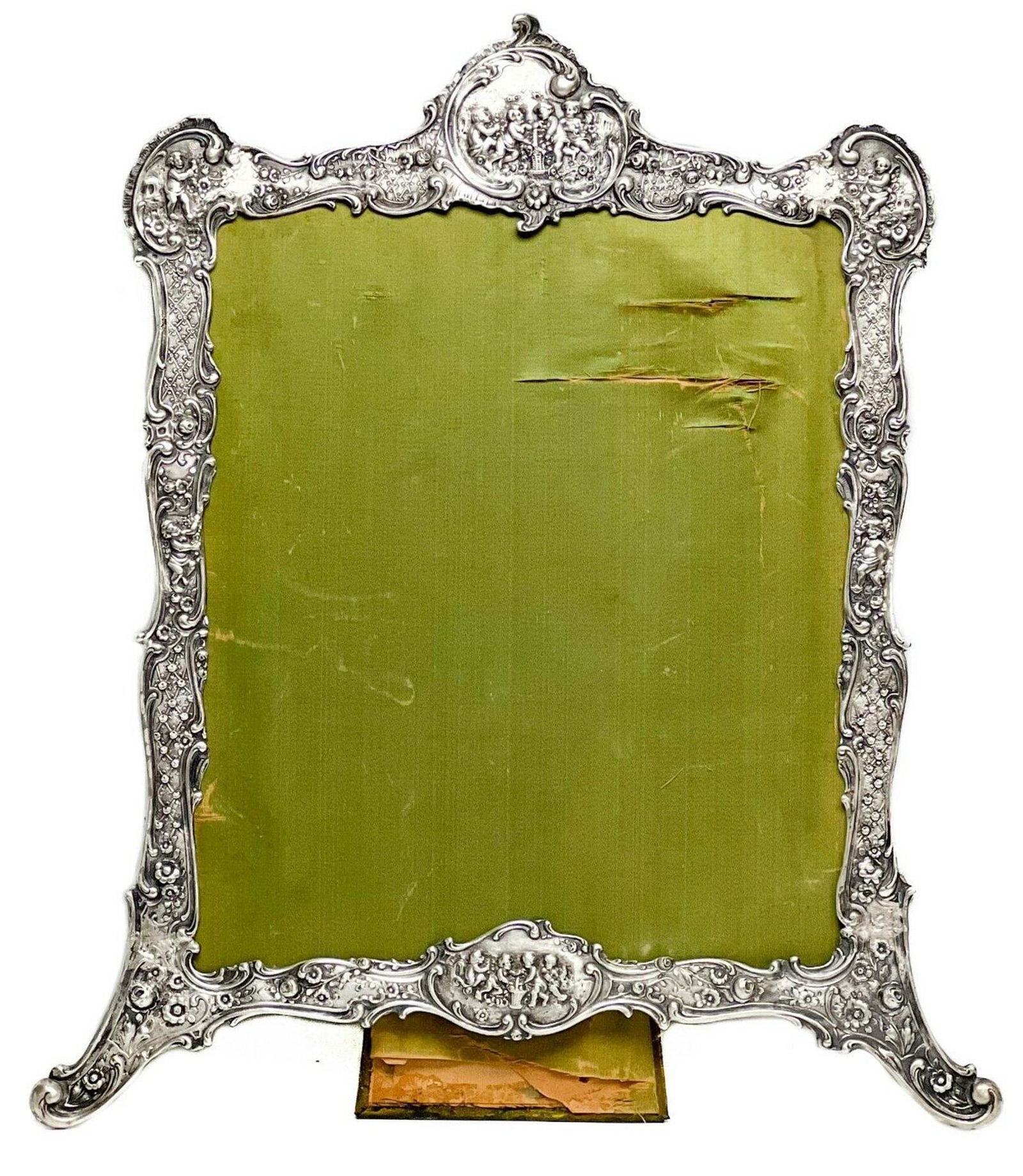 German 800 Silver Mirror or Photo Frame Repousse Putti c. 1910 (1 of 8)