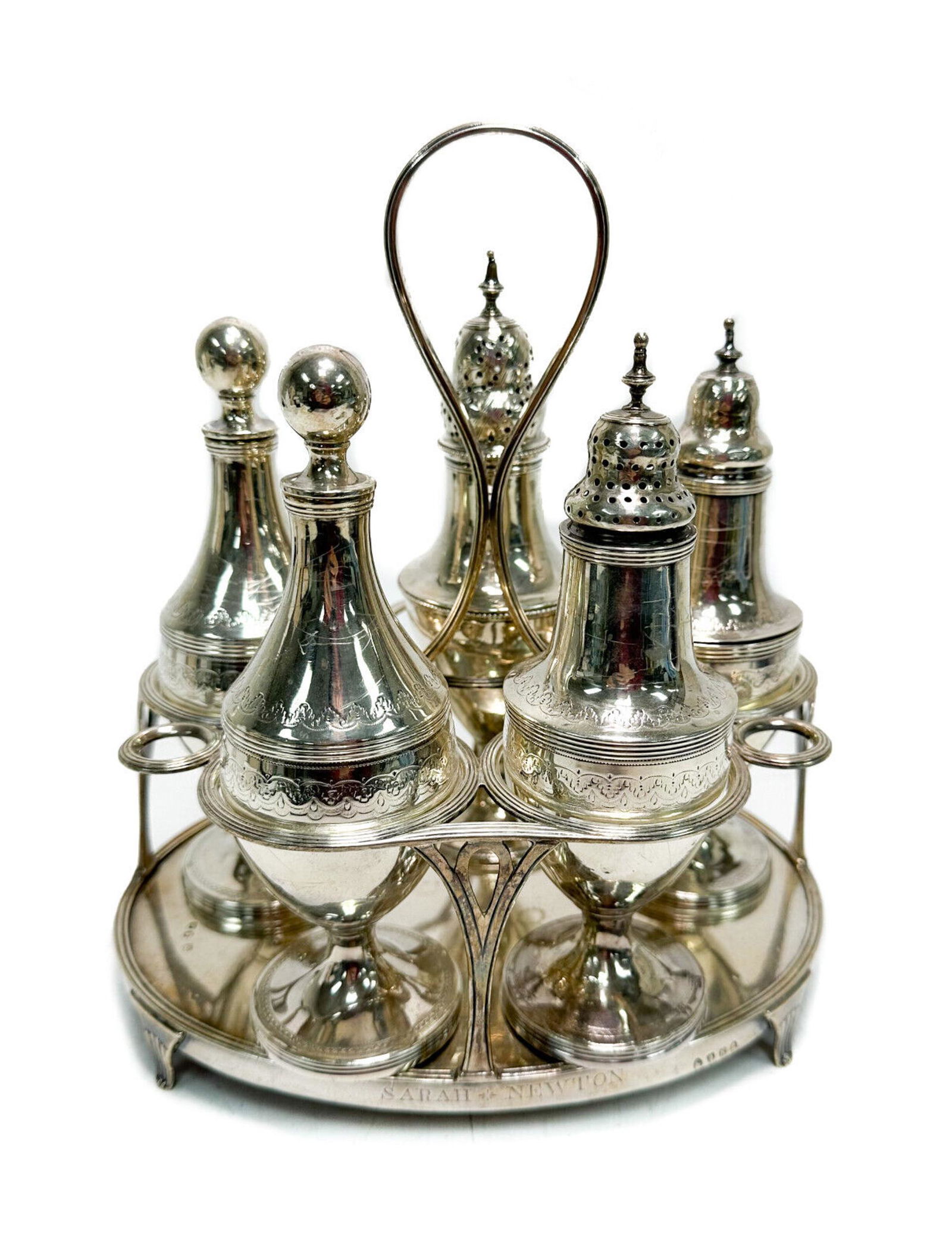 Peter & William Bateman London Sterling Silver Mufineer Cruet Set, 1805 (1 of 9)