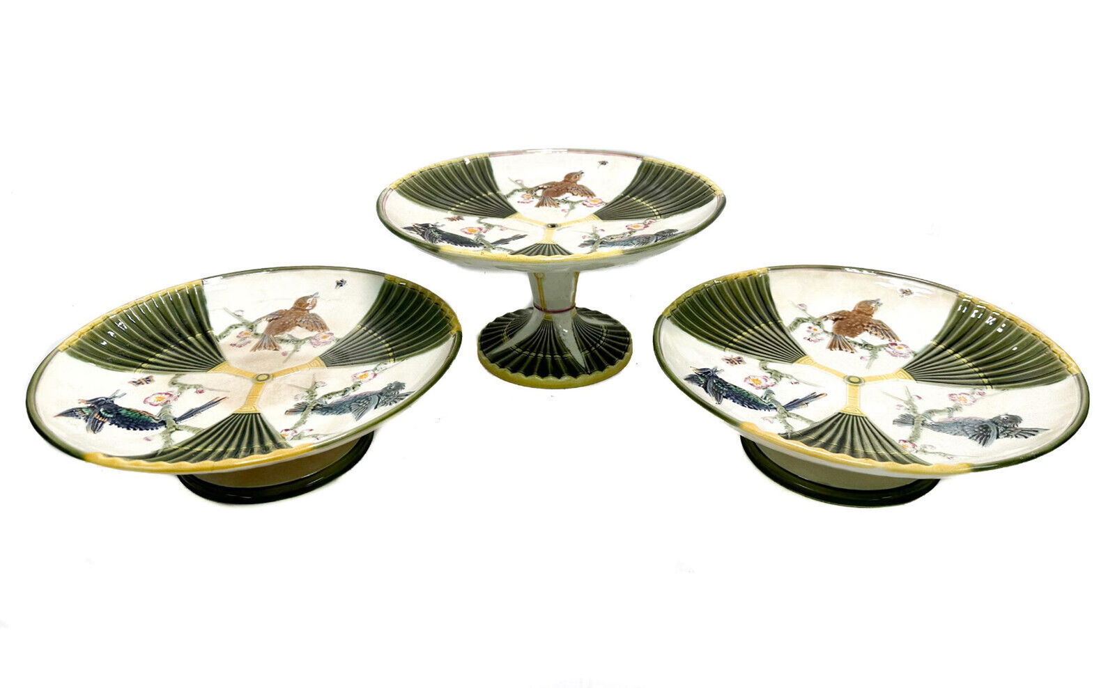 Wedgwood Majolica Porcelain 3 Piece Dessert Serving Piece, 1879 (1 of 7)