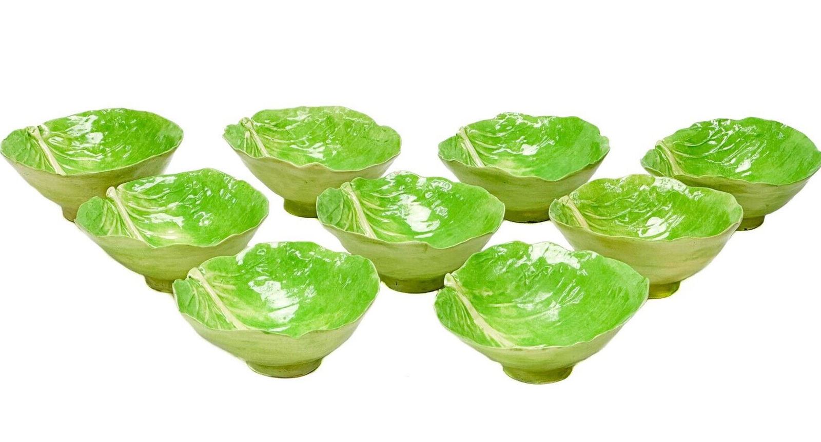 9 Dodie Thayer Au Bon Gout Palm Beach Lettuce Leaf Earthenware 5.6 inch Bowls (1 of 13)