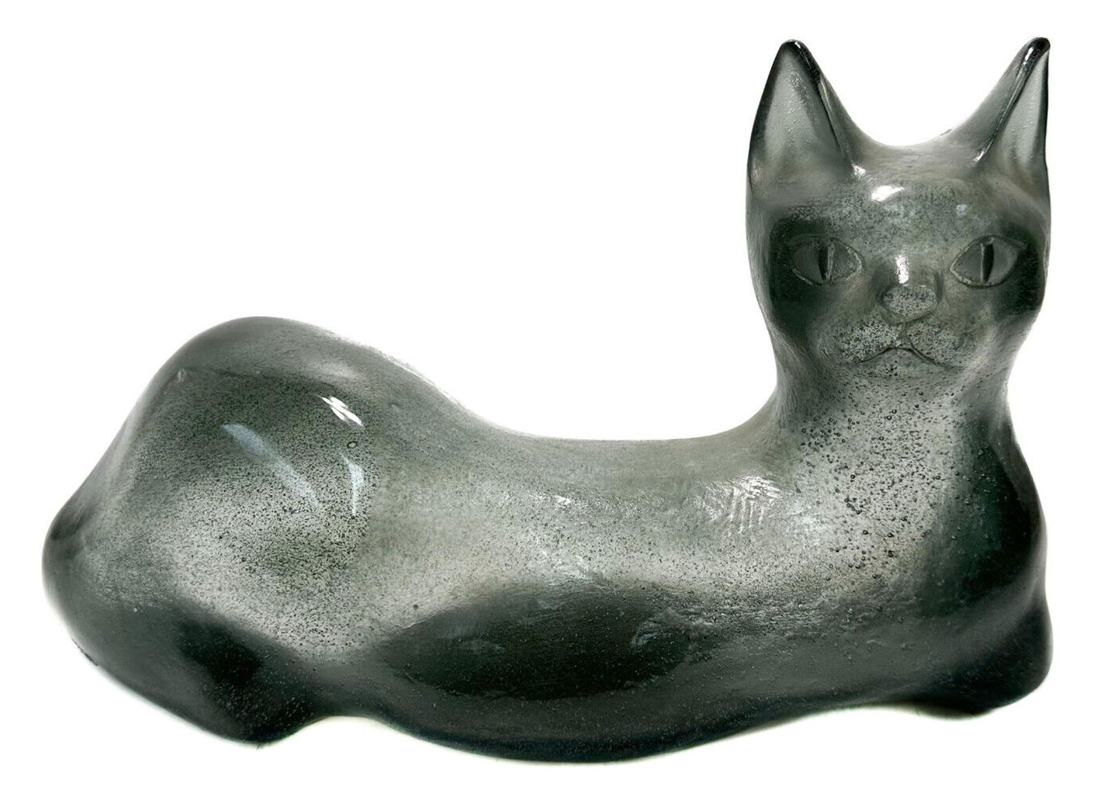 Daum Grey Pate De Verre Art Glass Cat Sculpture by Claude Lhoste, 20th Century (1 of 9)
