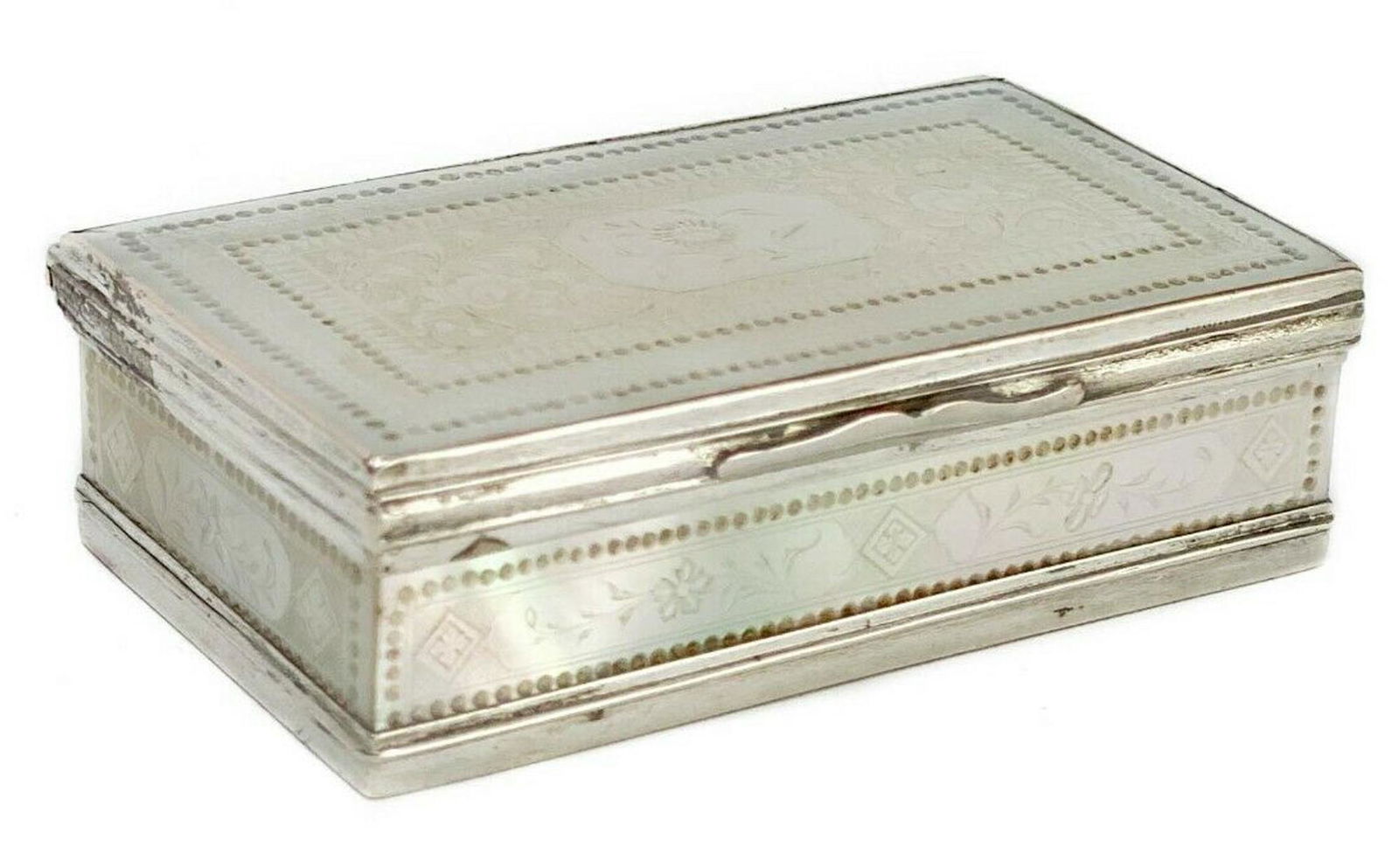 Chinese or Japanese Mother-of-pearl Silver Trinket Box (1 of 6)