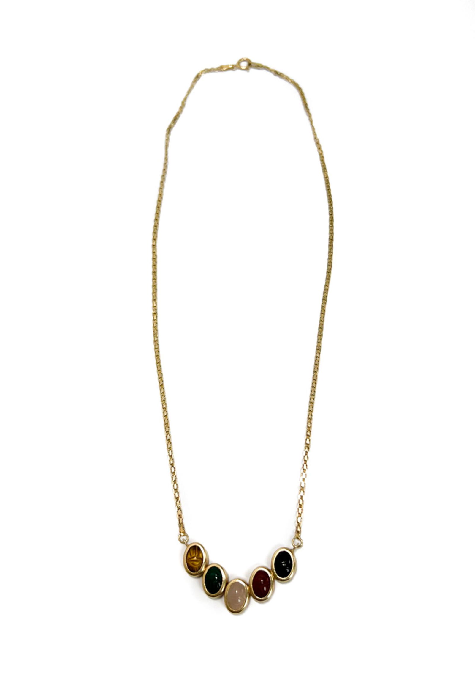 14k yellow gold Single Strand hardstone necklace. (1 of 8)