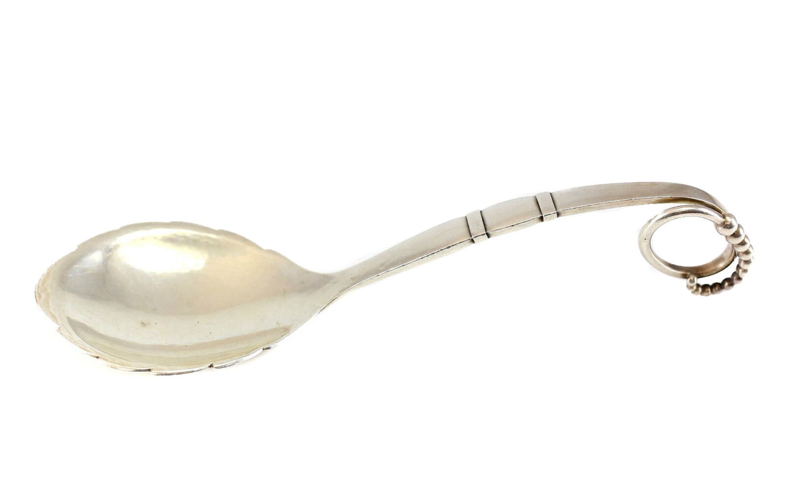 Georg Jensen Sterling Silver Berry Serving Spoon #41, c1945 Hand Hammered 60.87g (1 of 5)