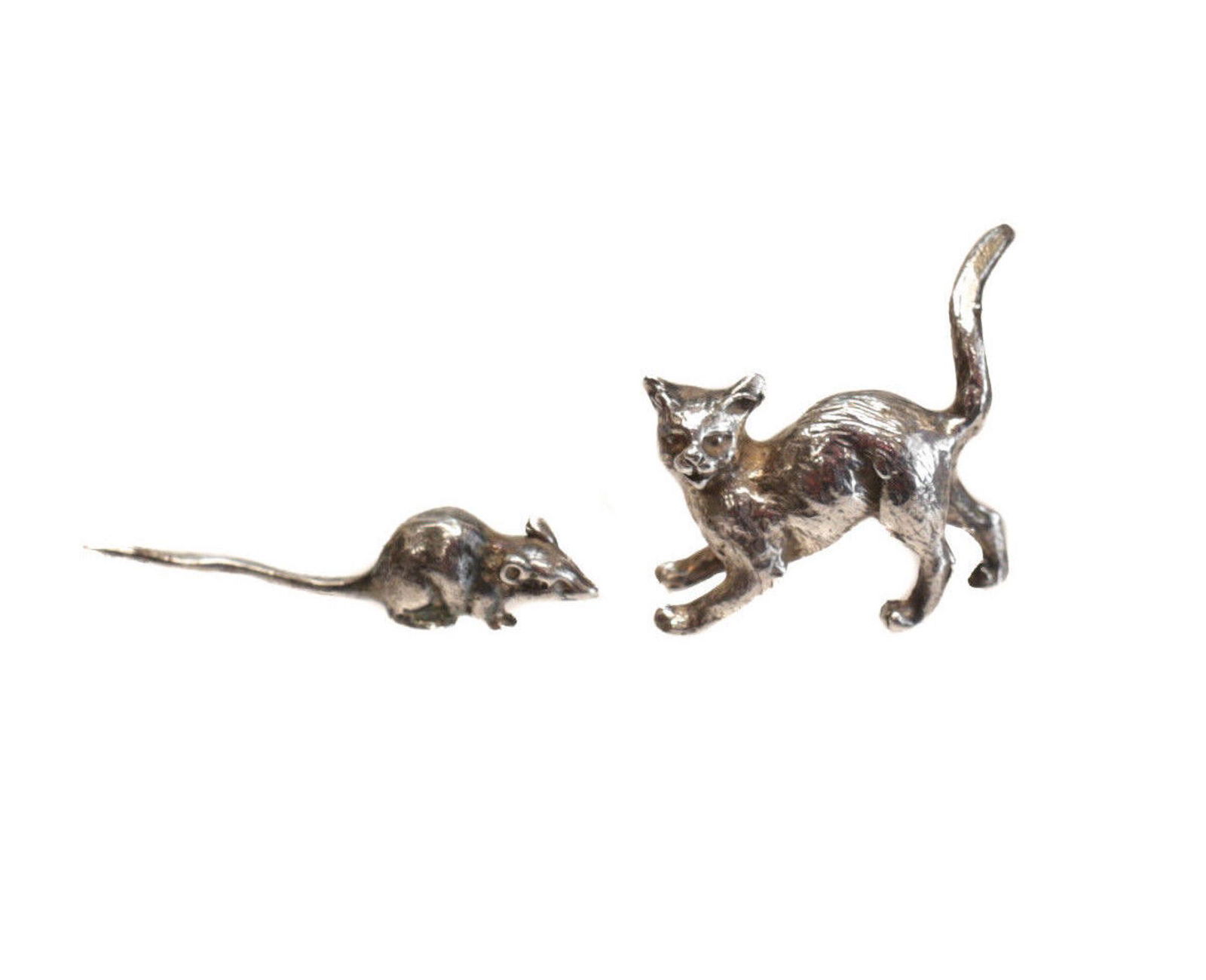 Bigiotterie Il Giardino 800 Italian Silver Miniature Cat & Mouse Tom & Jerry (1 of 3)