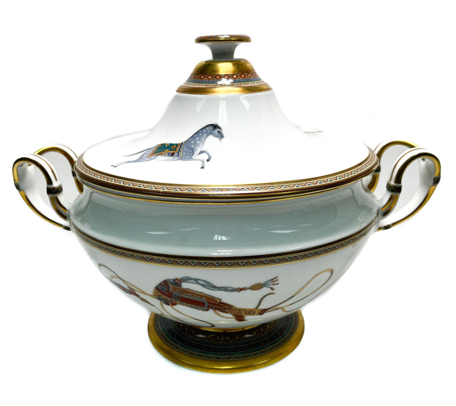 Hermes France Porcelain Large Lidded Soup Tureen in Cheval d'Orient (1 of 10)