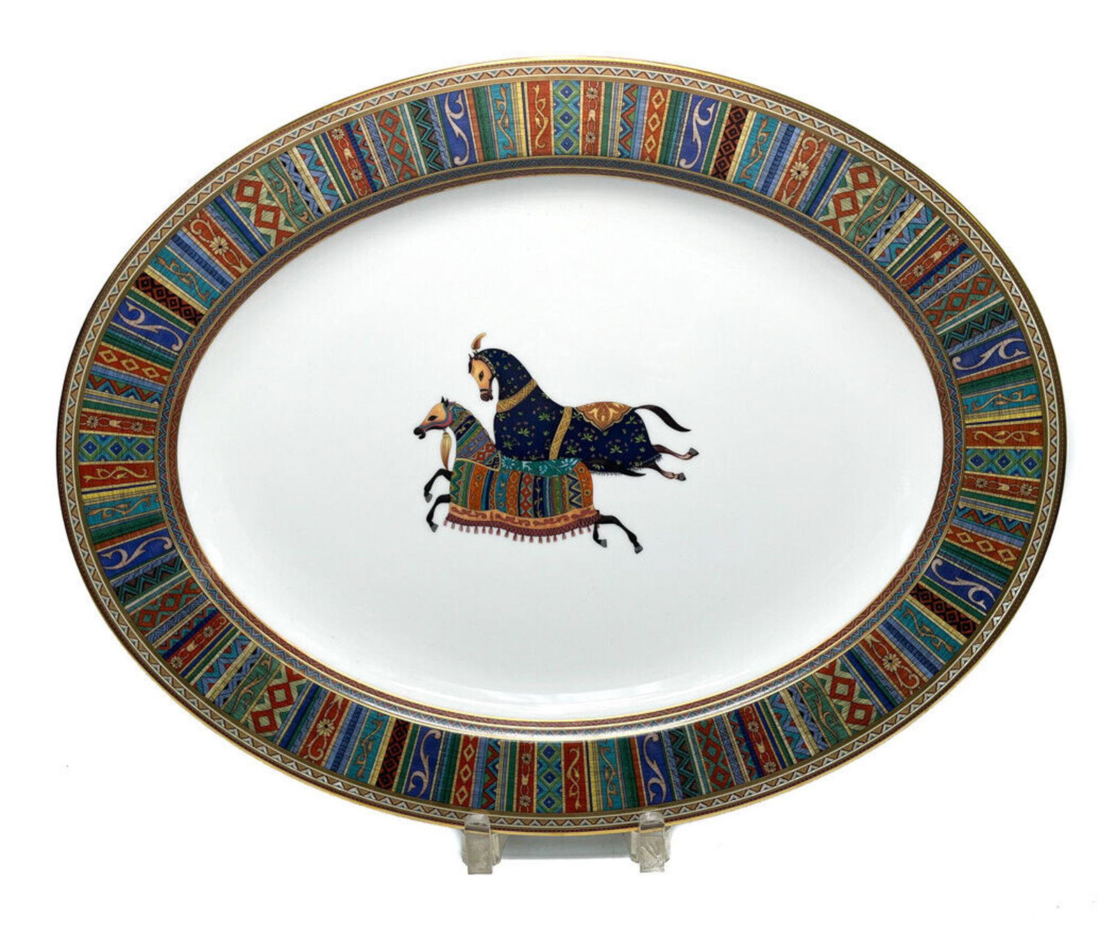 Hermes France Porcelain Large 18 inch Oval Platter in Cheval d'Orient (1 of 8)