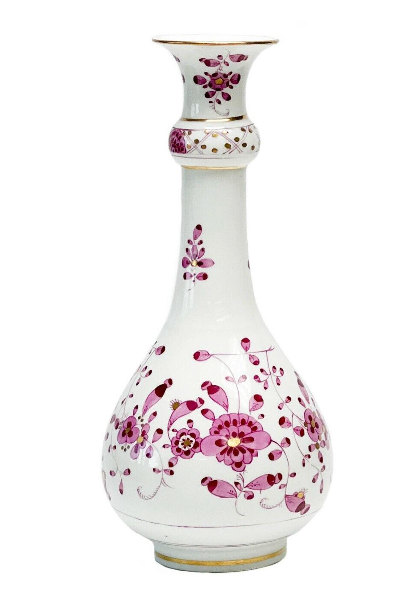 Meissen Germany Pink Indian Hand Painted Porcelain Vase 19th century (1 of 8)