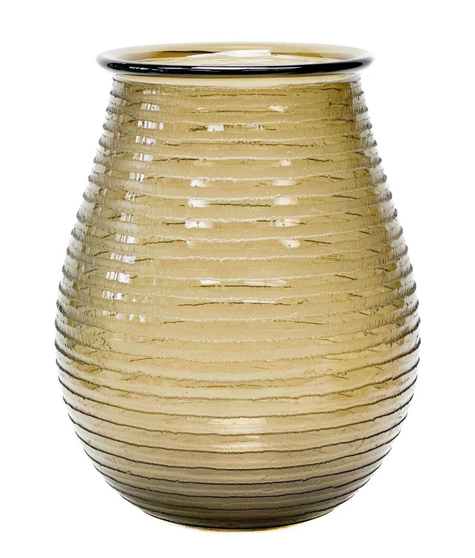 Daum Nancy France Art Glass Large Acid Etched Vase Smokey Grey Ribbed c. 1930 (1 of 5)