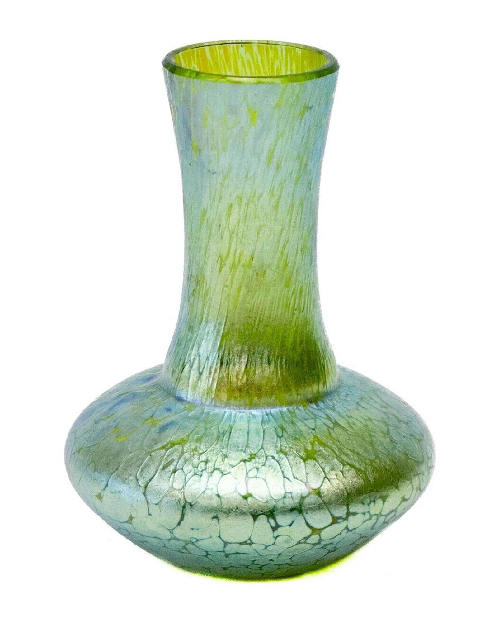 Loetz Iridescent Green Papillon Art Glass Miniature Vase (1 of 6)