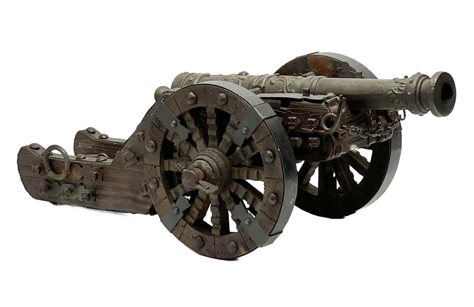 European Wood Iron and Metal Model Cannon with Coat of Arms (1 of 7)