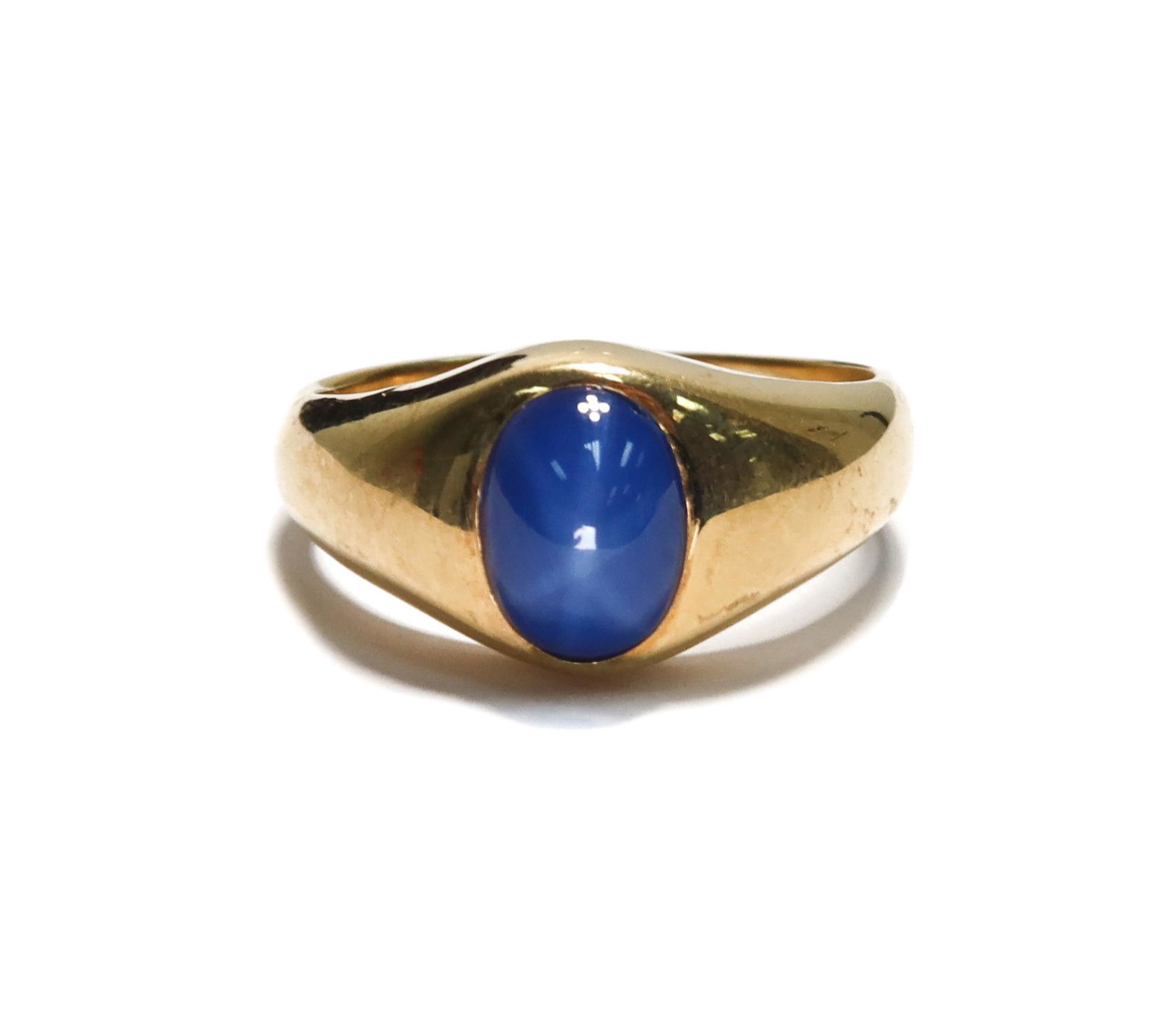 14k Yellow Gold and Star Sapphire Statement Ring, Size 8.5 (1 of 7)