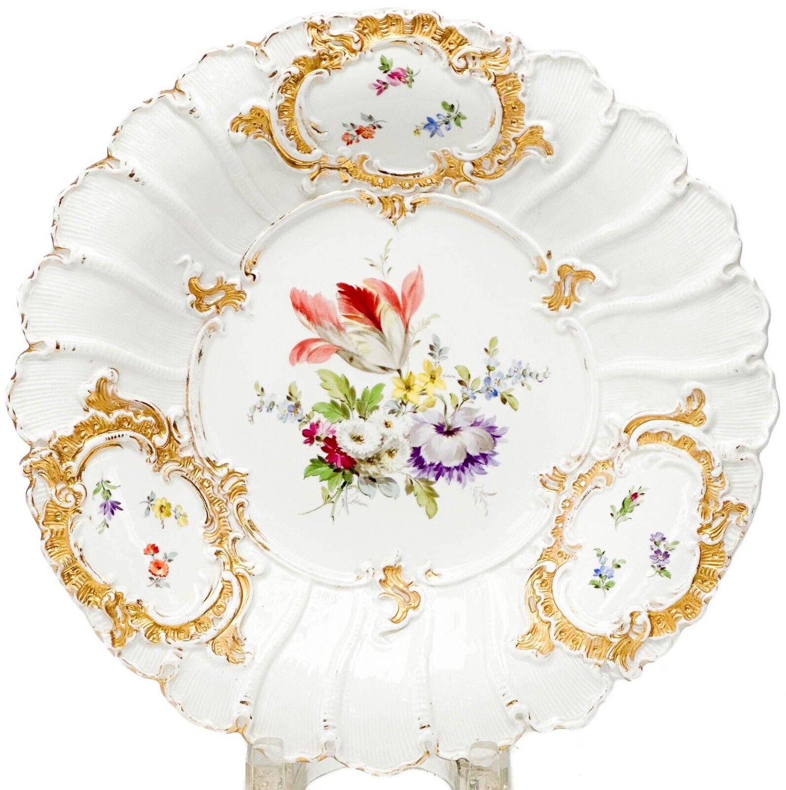 Meissen Germany Hand Painted Porcelain Charger Plate Florals circa 1900 (1 of 6)