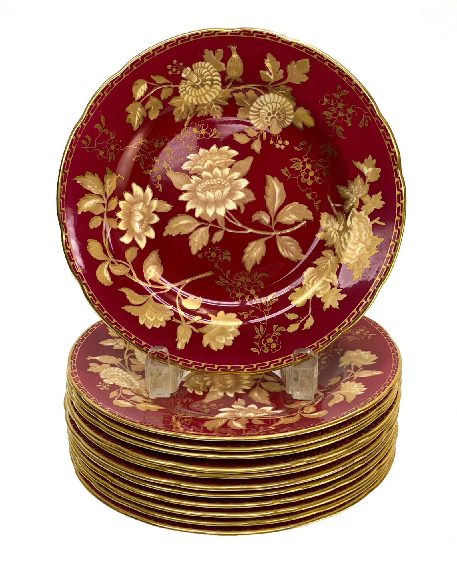 12 Wedgwood Porcelain Dessert Plates in Tonquin Ruby (1 of 4)