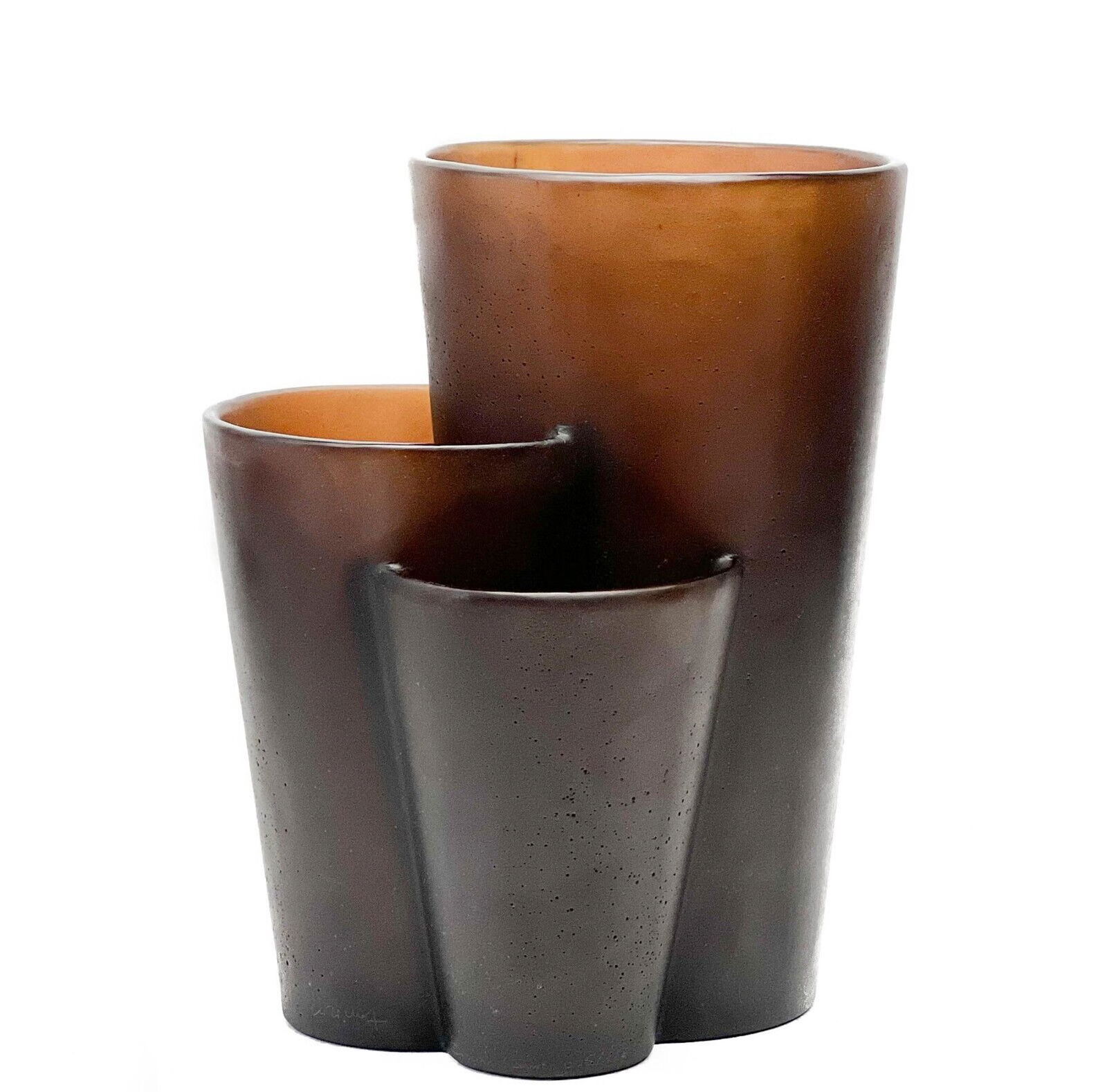 Daum Pate de Verre Brown Glass Twins Series Vase L Christophe Pillet Ltd Ed/125 (1 of 6)